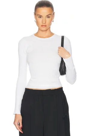 ENZA COSTA Linen Cotton Rib Long Sleeve Sweater Tee in - . Size XS (also in ).