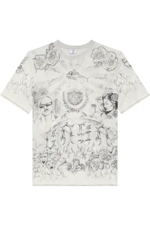 Casablanca Short Sleeve Printed Mesh Top in - White. Size L (also in M, S).