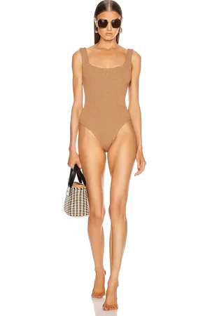 Hunza G Classic Square Neck One Piece Swimsuit in - Brown. Size all.