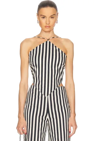 SIMON MILLER Kit Poplin Tie Top in - Black,White. Size L (also in S).