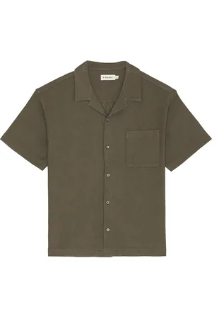 Frame Jacquard Relaxed Camp Collared Shirt in - Sage. Size L (also in M).