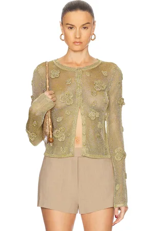 Cult Gaia Kash Knit Cardigan in - Metallic . Size L (also in M, S, XS).