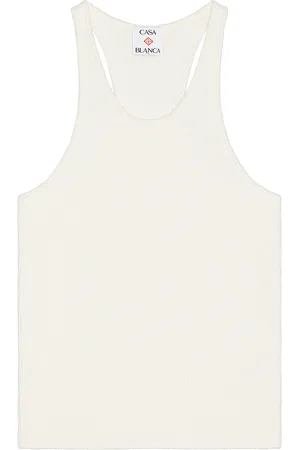 Casablanca Boucle Ribbed Vest in - Cream. Size L (also in M, S, XL/1X).
