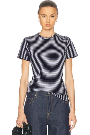 NILI LOTAN Lana Crewneck Tee in - Navy. Size L (also in M, S, XS).