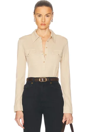 NILI LOTAN Lark Shirt in - Beige. Size L (also in M, S, XS).