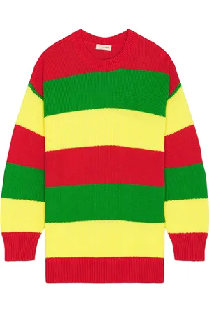 Nicholas Daley Slygo Stripe Crew Neck Sweater in Red Green & Yellow - Yellow,Red. Size L (also in M, XL).