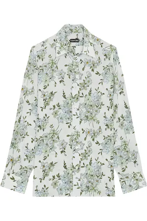 Tom Ford Saint Tropez Printed Floral Slim Fit Shirt in - Grey. Size 39 (also in 40, 41, 42).