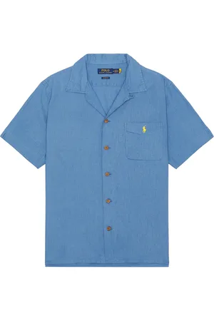 Ralph Lauren Short Sleeve Camp Pocket Sport Shirt in - Blue. Size L (also in M, S, XL/1X).