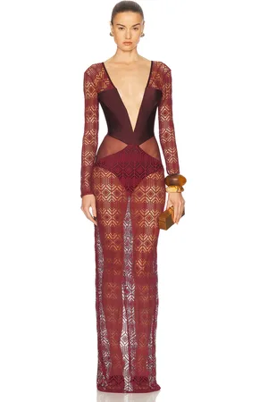 PATBO X Camila Coelho Long Sleeve Maxi Dress in - Burgundy. Size M (also in S, XS).