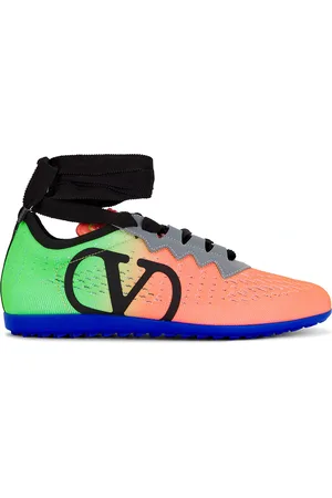 VALENTINO GARAVANI Chromathon Sneaker in Coral Fluo Green Grigio & Acid Blue - Coral,Green. Size 36 (also in 36.5, 37, 37.5, 38, 38.5, 39, 39.5, 40