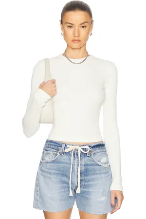 Citizens of Humanity Pilar Waffle Crewneck in - White. Size L (also in M, S, XL, XS).