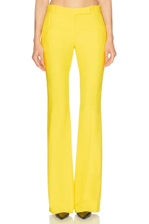 Alexander McQueen Leaf Crepe Bootcut Trouser in - Yellow. Size 38 (also in 40, 42).