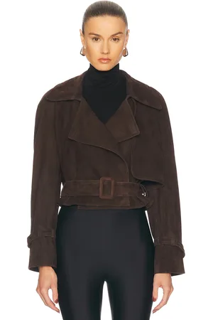 Nour Hammour Hatti Suede Jacket in - Brown. Size 34 (also in 38, 40, 42).