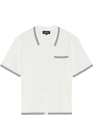 SER.O.YA Mayson Knit Button Down Shirt in - White. Size M (also in S, XL/1X).