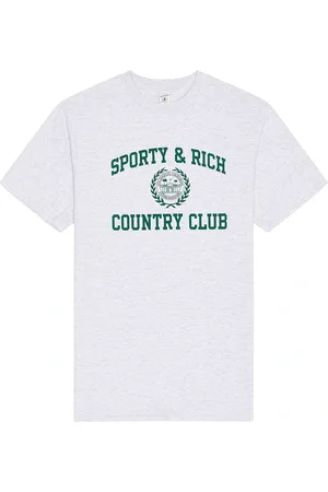Sporty & Rich Varsity Crest T-Shirt in - Grey. Size L (also in M, XL/1X).