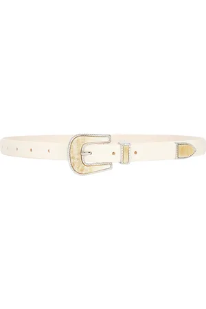 DEHANCHE Travertine Belt in Ivory Etched Marble & Silver - Ivory. Size L (also in M).