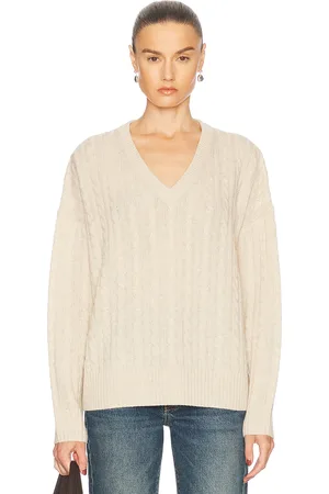 Jenni Kayne Neil V Neck Sweater in - Ivory. Size L (also in M, S, XL, XS).