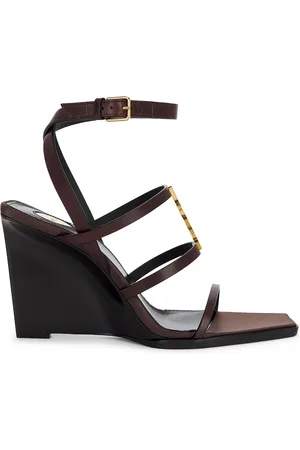 Saint Laurent Cassandra Wedge Sandal in - Brown. Size 36 (also in 36.5, 37, 37.5, 38, 38.5, 39, 39.5, 40, 41).