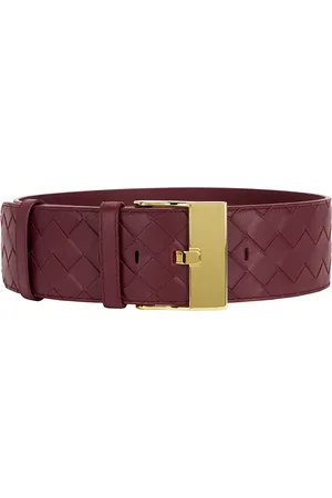 Bottega Veneta Large Watch Intrecciato Belt in - Burgundy. Size 65 (also in 70, 75, 85).