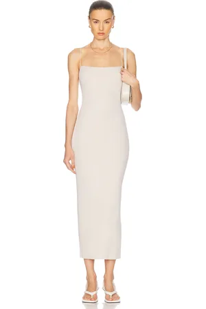 ENZA COSTA Silk Knit Jersey Essential Strappy Dress in - Cream. Size L (also in M, S, XS).