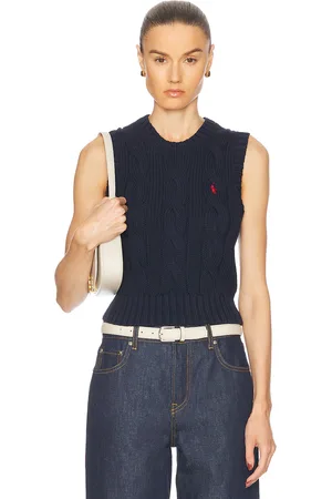 Ralph Lauren Cable-knit Cotton Cropped Vest in - Navy. Size L (also in XL).