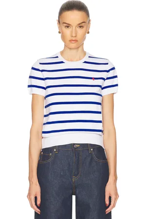 Ralph Lauren Short Sleeve Top in - White,Blue. Size XS (also in ).