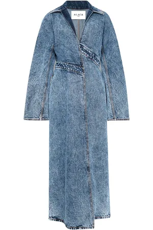 Alaïa Spiral Trench Coat in - Blue. Size 34 (also in 38, 40, 42).