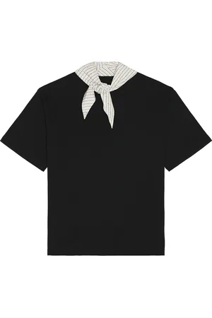 Bottega Veneta Pima Cotton Jersey Foulard Collar Tee in Black Yellow & Navy - Black. Size L (also in ).