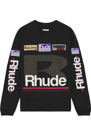 Rhude Petrol Patch Long Sleeve Tee in - Black. Size M (also in ).