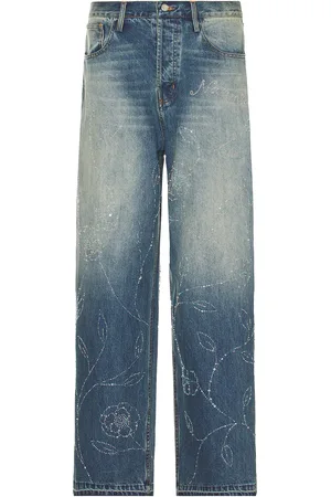Nahmias Beaded Wide Jeans in - Blue. Size 30 (also in 32, 34, 36).