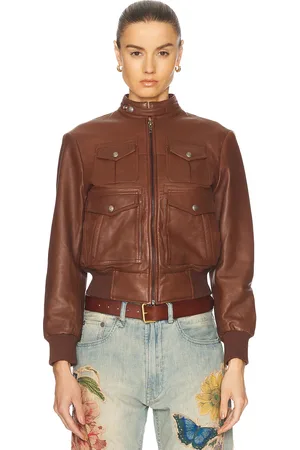 R13 Shrunken Zip-Up Leather Jacket in - . Size XS (also in ).