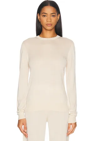 Totême Fine Crewneck Knit Sweater in - Cream. Size L (also in M, S).