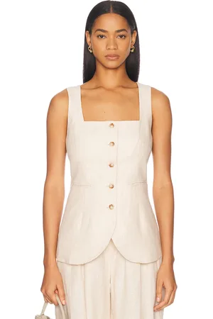 POSSE Lucille Vest in - Beige. Size L (also in M, S, XL, XS).