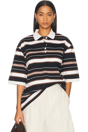 Rohe Striped Oversized Polo Top in - Black. Size 40 (also in 42).