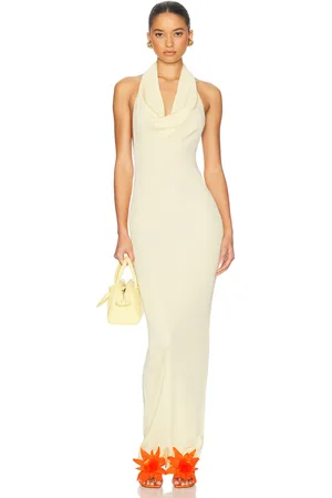 Helsa Aaliyah Maxi Knit Dress in - Lemon. Size L (also in M, XL).