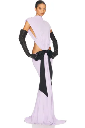 Helsa The Constantina Jersey Dress With Bow in - Purple. Size L (also in XL).