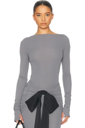 Helsa Matte Jersey Long Sleeve Top in - Grey. Size M (also in S).