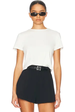 Helsa The Rib Baby Tee in - White. Size L (also in M, S, XL, XS, XXS).