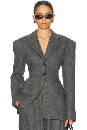 Helsa The Tweed S Curve Blazer in - Charcoal. Size L (also in S, XS).
