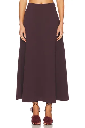 Helsa The Heavy Crepe Midi Skirt in - Purple. Size L (also in M, S, XL, XS, XXS).