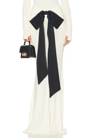Helsa The Althea Jersey Skirt With Bow in - White. Size L (also in M, S, XS, XXS).