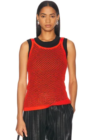 Helmut Lang Mesh Tank Top in - Orange. Size L (also in M, S, XS).