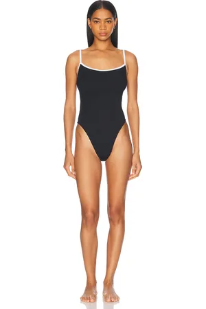 Hunza G Pamela Contrast One Piece Swimsuit in - Black. Size all.