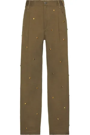 SONG FOR THE MUTE Metal Bead Boyfriend Jeans in - Taupe. Size 48 (also in 50).