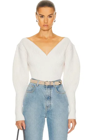 Alaïa Ribbed Sweater in - Cream. Size 42 (also in ).