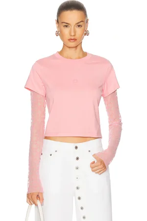 Givenchy Tulle Cropped Long Sleeve Top in - Pink. Size M (also in S, XS).