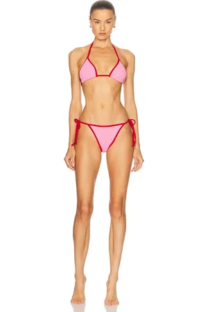 Hunza G Gina Contrast Bikini Set in - Pink. Size all.