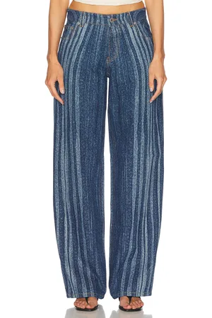 Jean Paul Gaultier Spiral Wide Leg in - Blue. Size 24 (also in 25, 26, 28, 29).