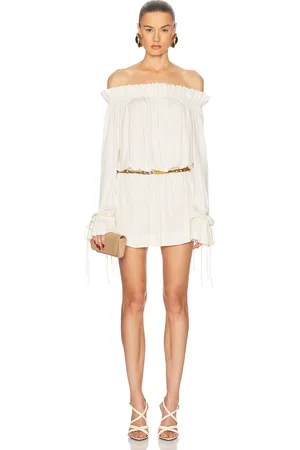 Saint Laurent Off The Shoulder Mini Dress in - Cream. Size 40 (also in ).