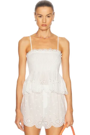 LOVESHACKFANCY Condie Top in - White. Size M (also in S, XS).